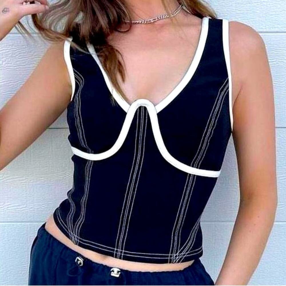 NWT $190 C/MEO COLLECTIVE Australia Still Here cropped corset top S
